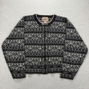 Woolrich Cardigan Sweater Women's M Nordic Fair Isle Toggle Cottagecore Cozy